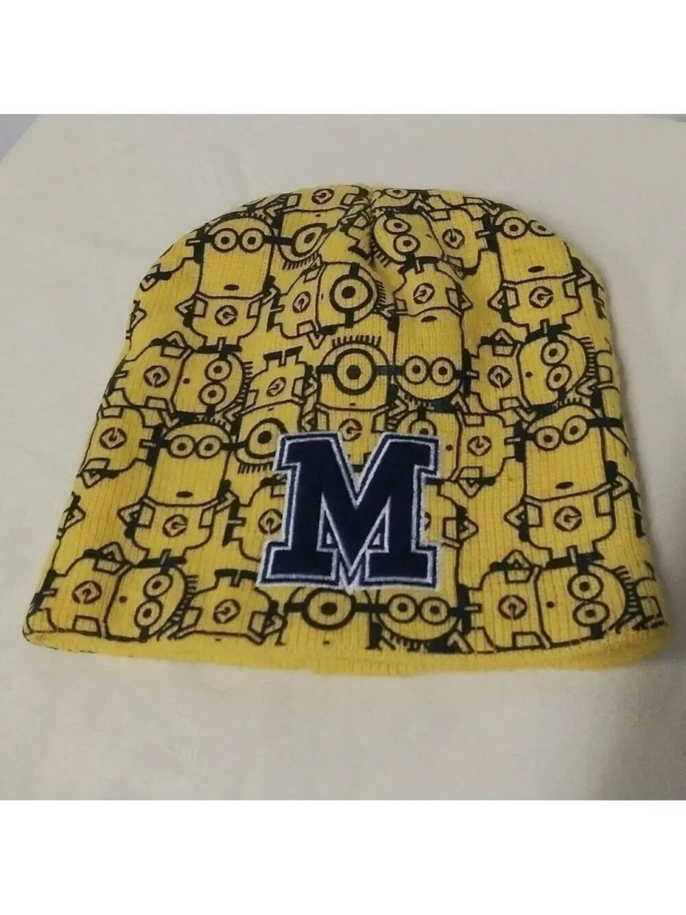 Despicable Me Minion Made Yellow Minion Character Print Pull On Knit Beanie Hat